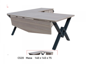BÜROHOME CASA CS140 "L" Tipi 3'lü Masa Takımı